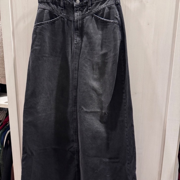 Free People We The Free Come As You Are Denim Maxi Skirt Black size 6 - Picture 11 of 12